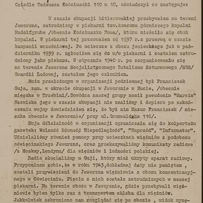 Oświadczenie Jana Paczosy 1/3