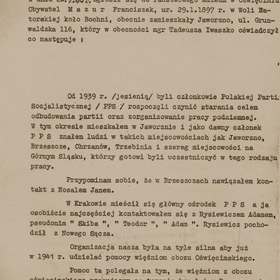 Oświadczenie Franciszka Mazura 1/4